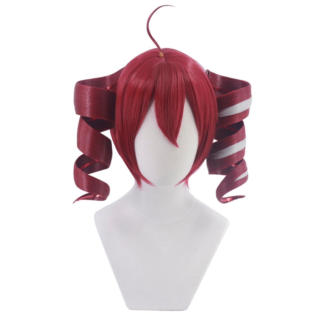 NWT Red Cosplay Wig Adjustable Anti-Gravity Twin Ponytails Heat Resistant